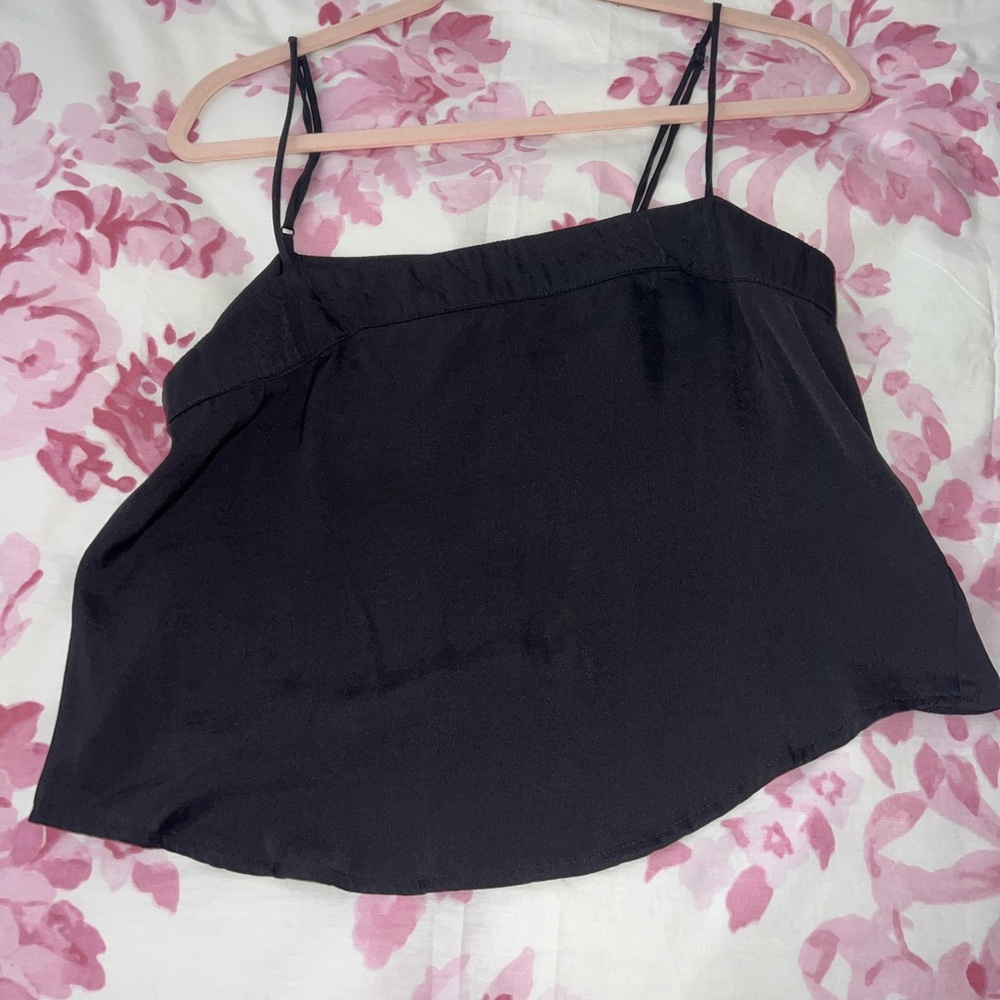 Kendall + Kylie Black Silk Tank Top